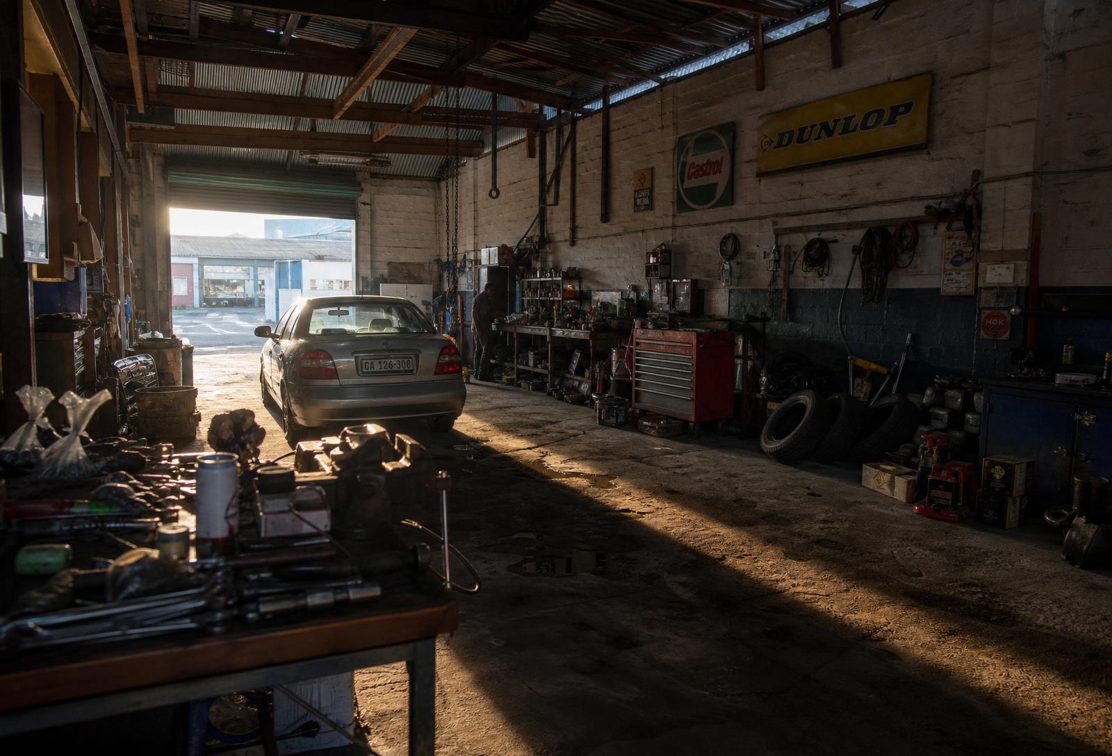 MWR Auto workshop interior in Woodstock, Cape Town